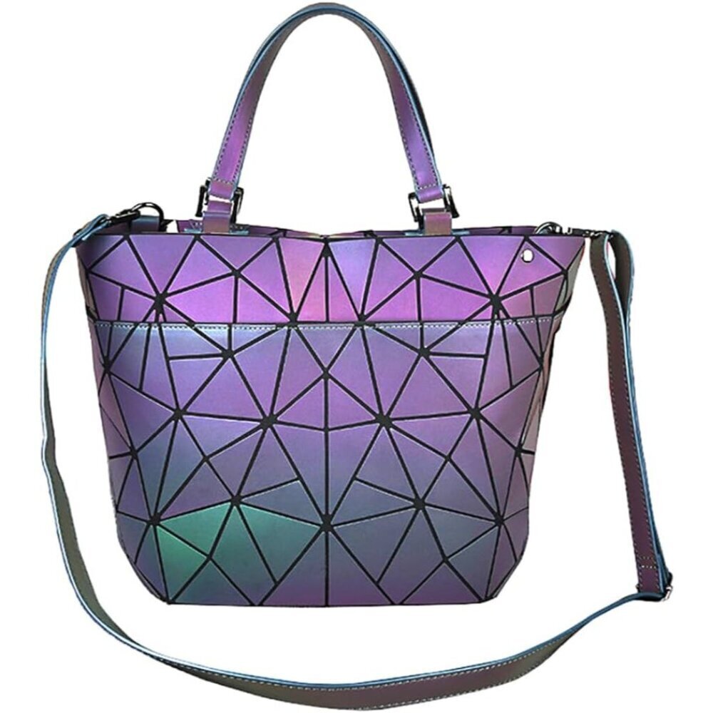 Womens Faux Leather Geometric Purse Top Handle Satchel Bag Ladies